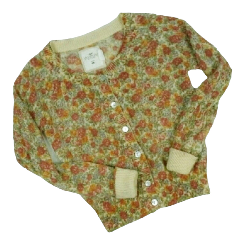 H&M Retro Floral Pastel Cardigan Juniors Sz L Button Down Sweater Cozy Cottage